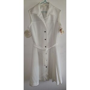 Vintage 1970s Verona Knits Shirt Dress Sport Sz Large 12 Off-white New Old Stock